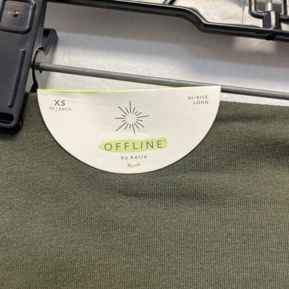 Offline By Aerie Hold Up Real Me Xtra Collant Sans Pieds Olive Dizzy XS Long - Picture 3 of 7